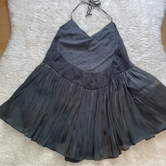 Free People Do a Twirl tiered ruffle halter backless mini skirt romper - Picture 4 of 14